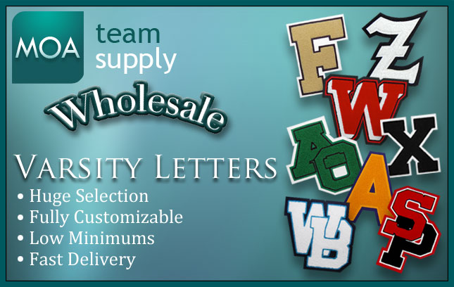 MOA Team Supply Wholesale Varsity Letters and Wholesale Chenille Letters