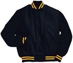 Black and Light Gold Letterman Jacket Style 103 with Genuine Leather Sleeves