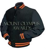 Black and Orange Letterman Jacket Style 102 with Genuine Leather Sleeves