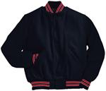 Black, Red, and White Letterman Jacket Style 105 with Genuine Leather Sleeves