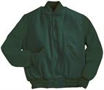 Myrtle Green Letterman Jacket with Genuine Leather Sleeves