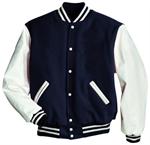 Black and White Varsity Jacket with Naugahyde Vinyl Sleeves