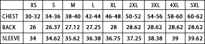 Varsity Jacket Size Chart